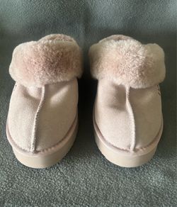 UGG Australia D&K Sheepskin Platform Mule Slippers Womens L EU 38-40 Blush Pink