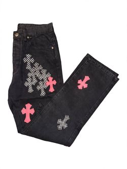 Chrome Hearts Black Denim Jeans with Cross Patches
