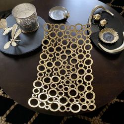 Large Gold Table Centerpiece Tray Metal Home Decoration