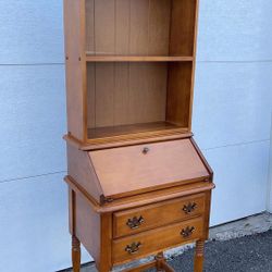 solid wood secretary cabinet two pieces