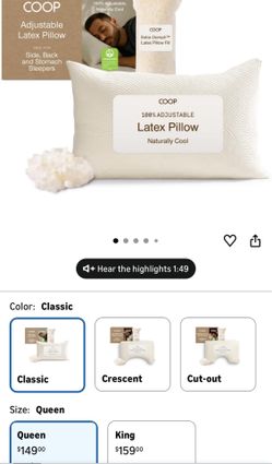 Coop Home Goods Adjustable Latex Pillow Queen, Talalay Latex & Microfiber Fill, Best Pillows for Sleeping, Ergonomic, Naturally Cooling, Eco-Friendly,