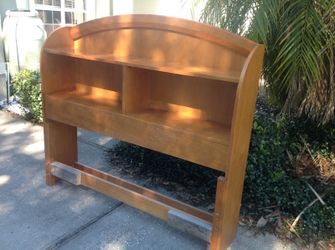 Full wooden vintage headboard with shelves