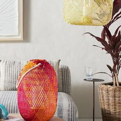 Anthropologie Woven Bamboo Lantern X2
