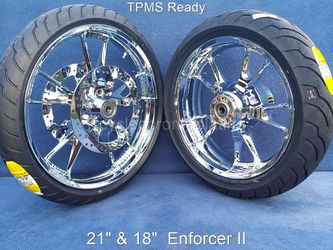 Harley Chrome Enforcer II  Wheels  Rotors & Tires Included 24-26 Touring Models
