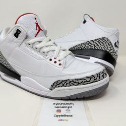 USED 2013 NIKE AIR JORDAN RETRO 3 III ‘88 WHITE CEMENT SIZE 9.5