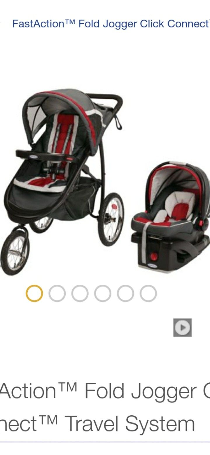 Graco Jogger Stroller with Car seat - Gray and Red