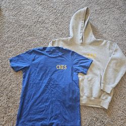 CHES Corinth Holders elementary school gray hoodie and a blue T-shirt Price for both