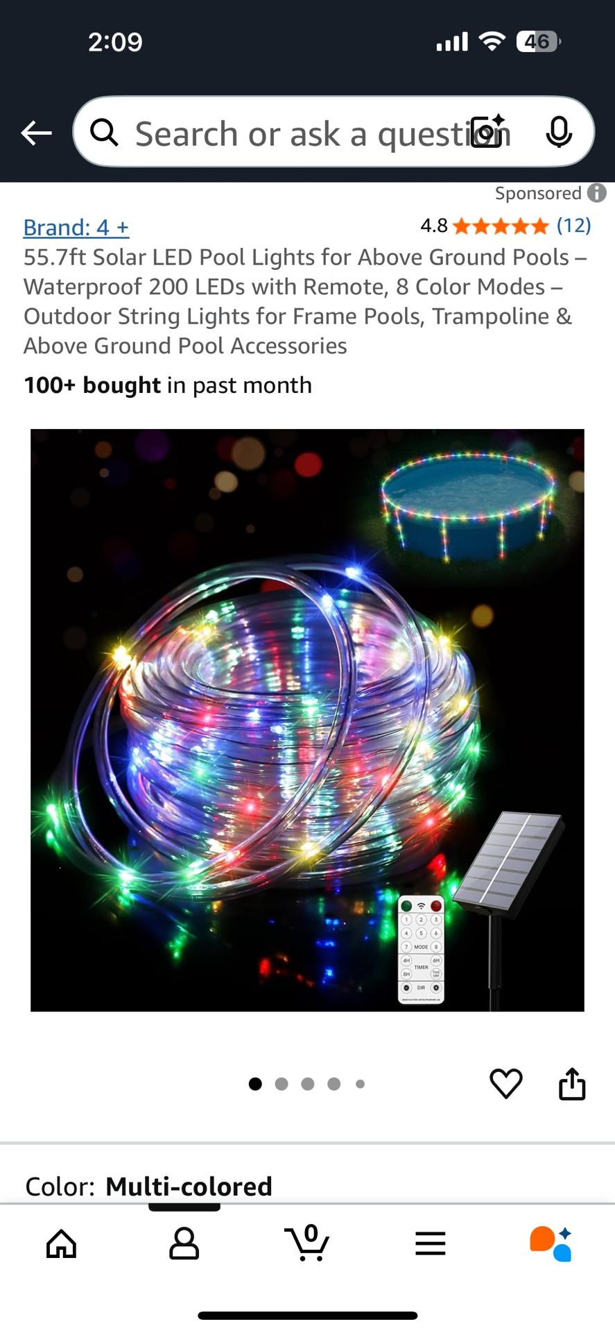 Solar pool light