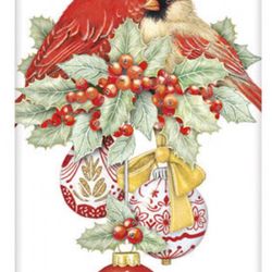 Flour Sack Kitchen Dish Towel Cardinal Ornaments Mary Lake - Thompson New