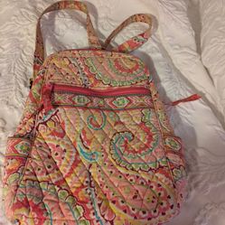 Vera Bradley Pink Paisley Back Pack  Side Pockets