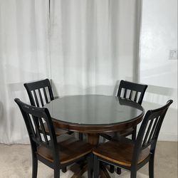 Contemporary ASHLEY Dining Table with 4 Chairs & Custom Glass
