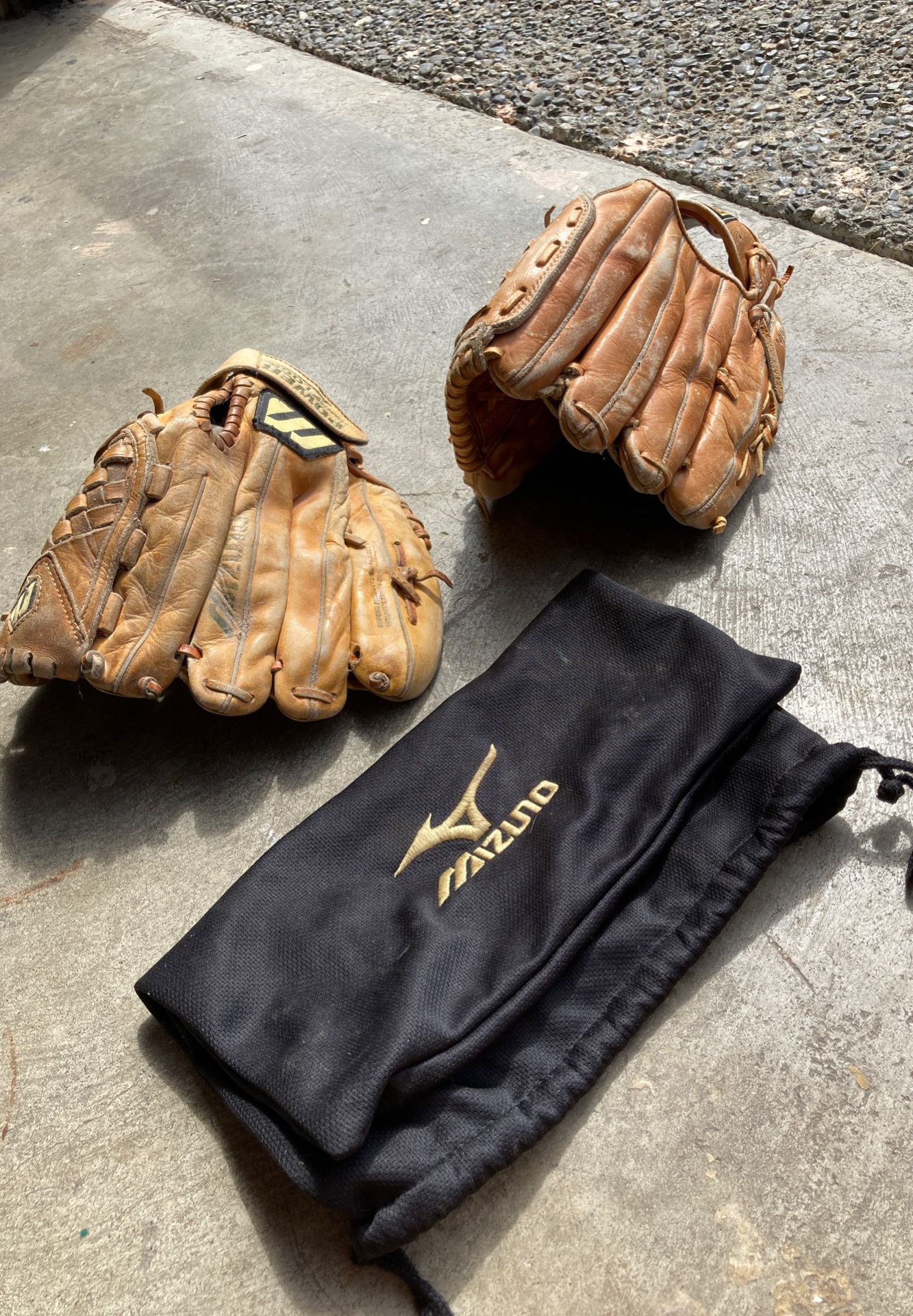 Mizuno and Wilson Leather Baseball Gloves