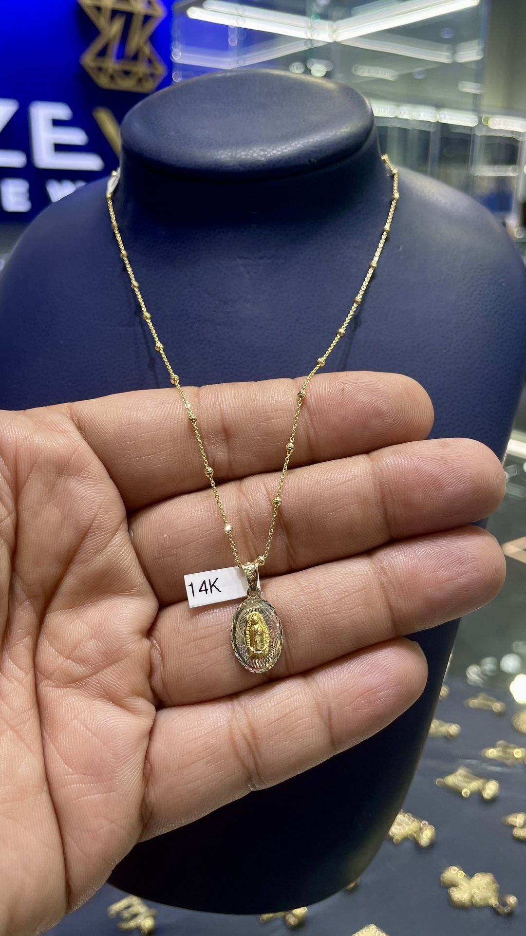 Real Gold 14k Necklace W/14k Pendant 16 Inch