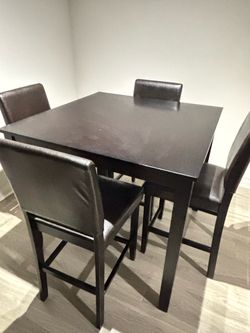 Dark Wood Dining Table Set with 4 Chairs – Moving Sale
