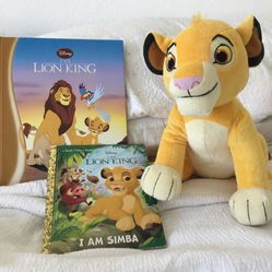 2 Disney Lion King Books & a Simba Plush