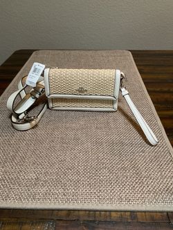Coach Straw Leather Foldover Wristlet Crossbody — Brand New With Tags