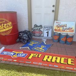 Disney Pixar Cars Party Decorations – Large Signs, Barrel & Props – $150 OBO