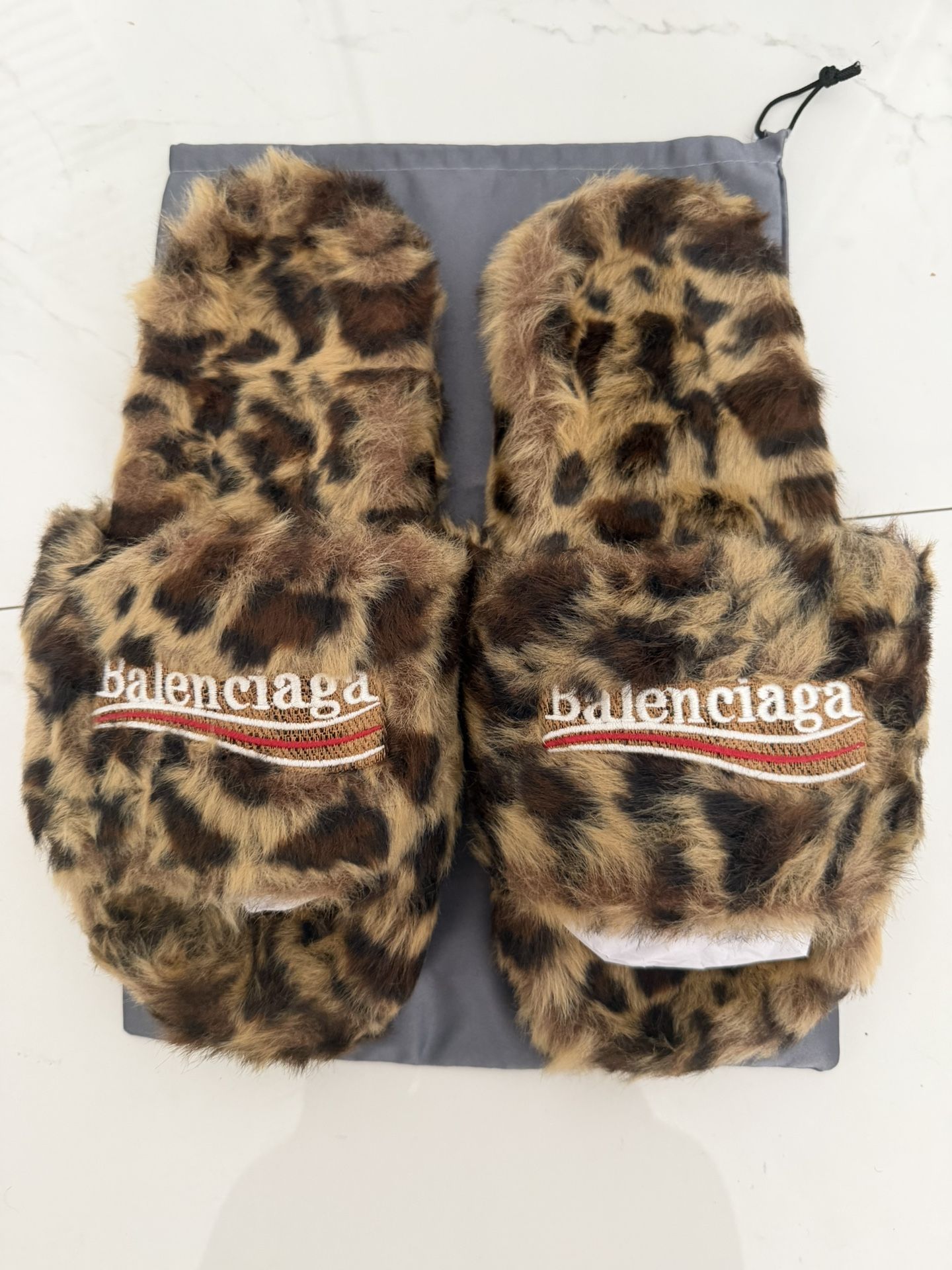 Balenciaga Leopard Fur Slides