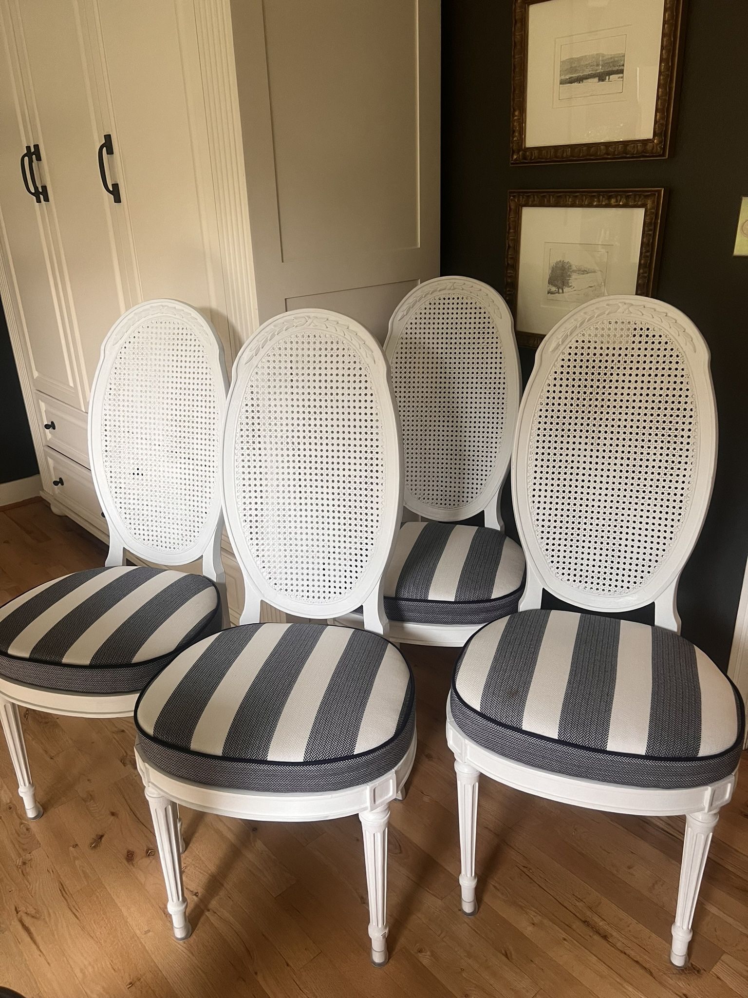 6 Professionally Refurbished Caned back MCM Dining Side Chairs