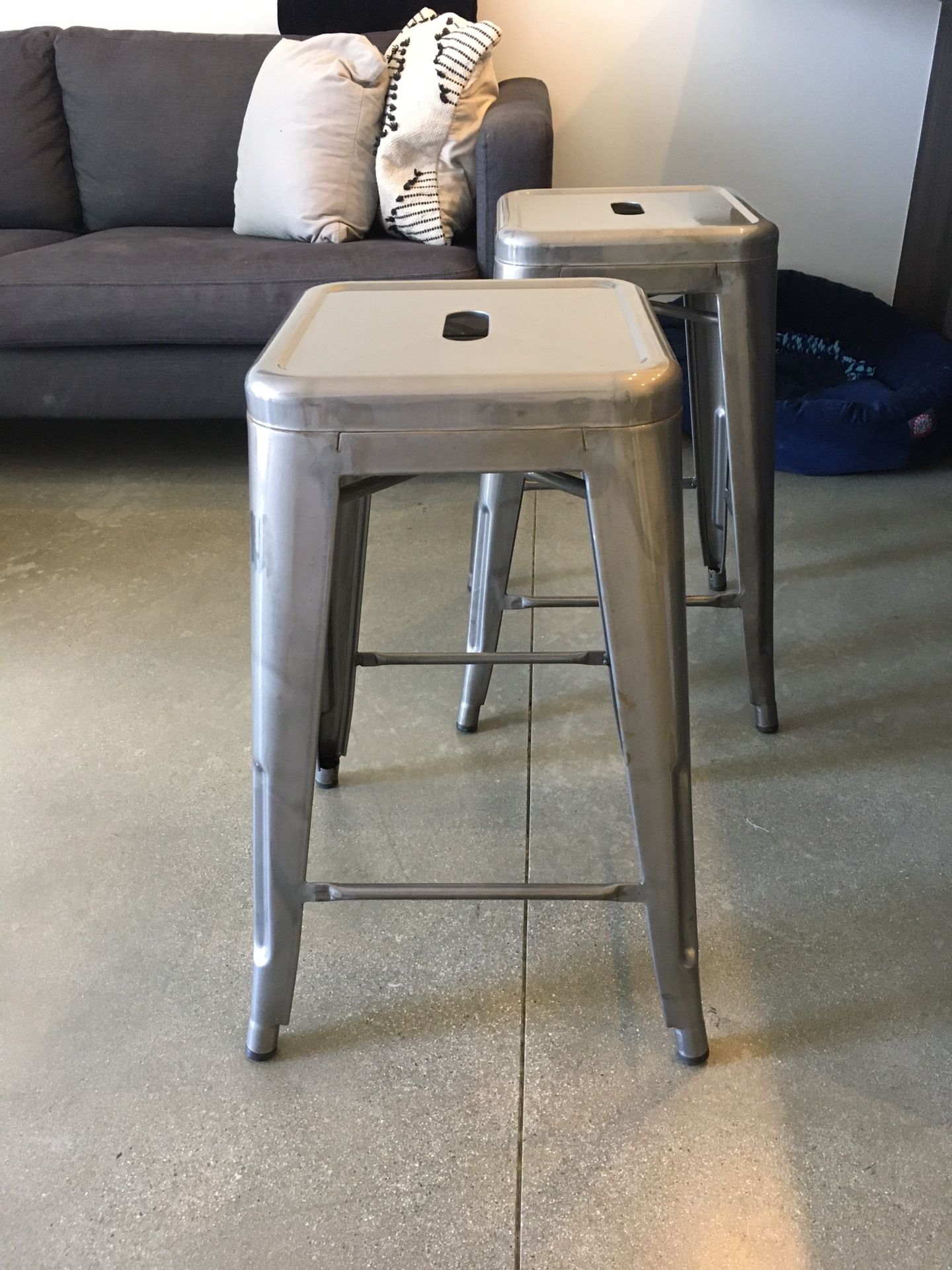 Brushed Steel Barstools (Set of 2) | Great Condition