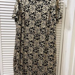 2X Black And Gold Lace. Knee Length Dress. Never Worm 