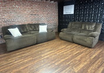 Free Delivery brown recliner oversized sofa/couch + loveseat
