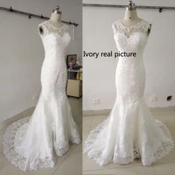 New lace white bride gown wedding dress