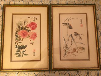 Set of Framed Asian Artwork