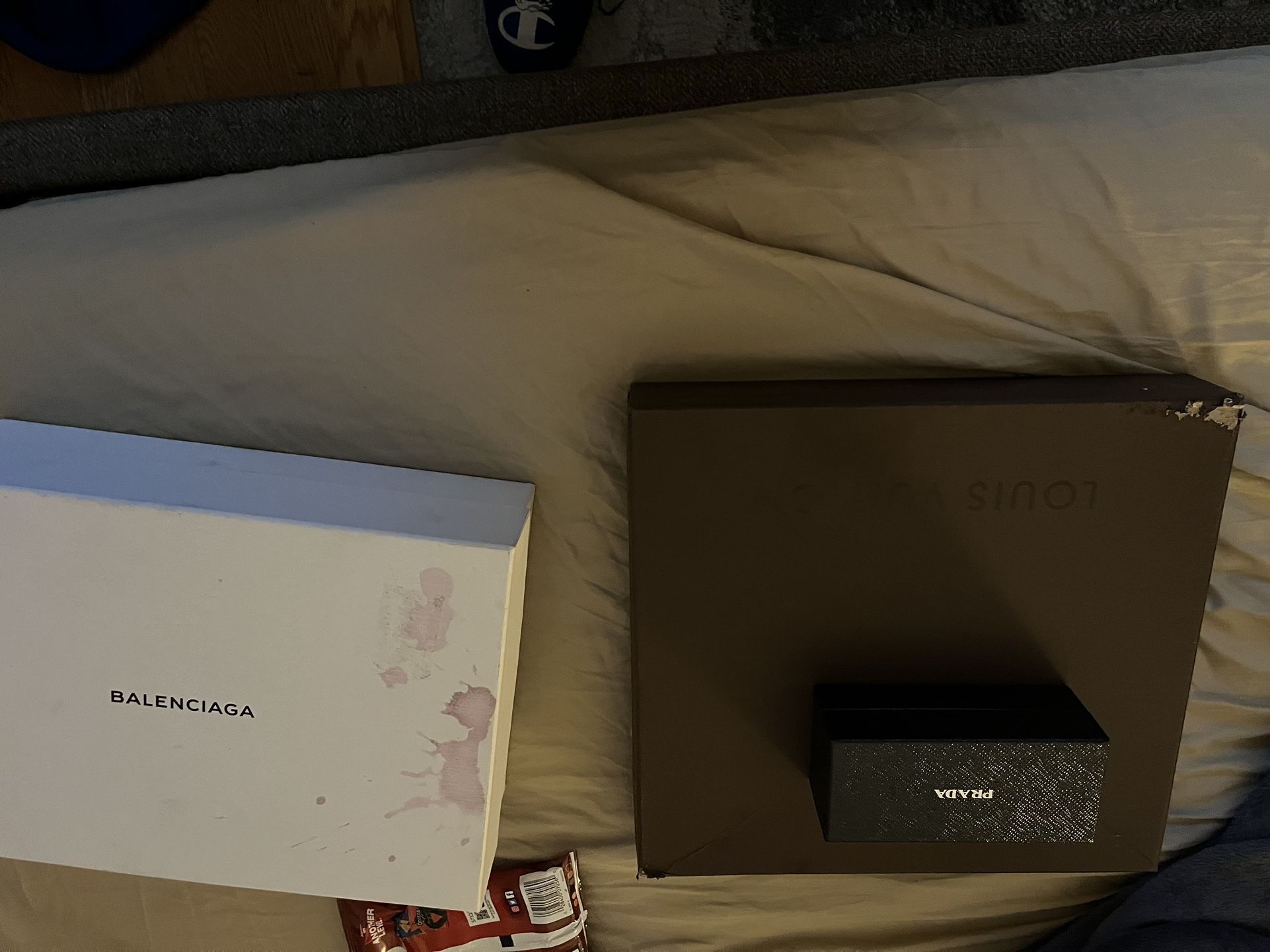 Balenciaga, Louis Vuitton Prada boxes and dust bags