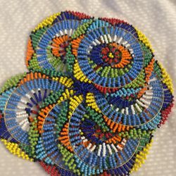 African Handmade Beaded Coasters Set of Six | Made by Zimbabwean Artisans