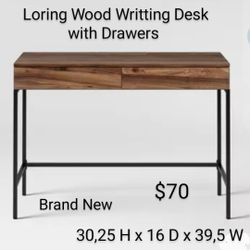 Brand New Lording Wood Writing Desk Witlh Drawers And Socket