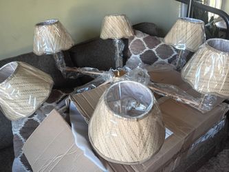 Woven Rattan indoor chandelier – Set of 6 lites