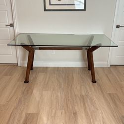 Crate & Barrel Glass Top Table 