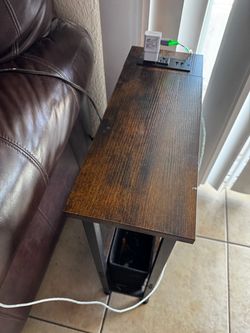 Side table with charger outlet