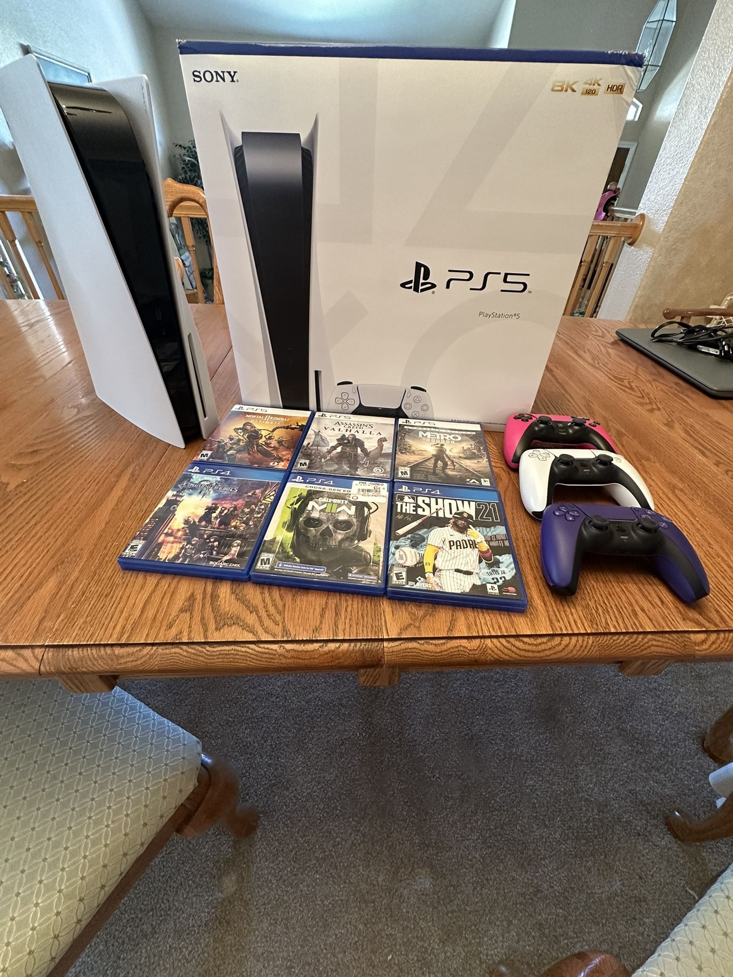 PS5 Disc With 3 Controllers And games