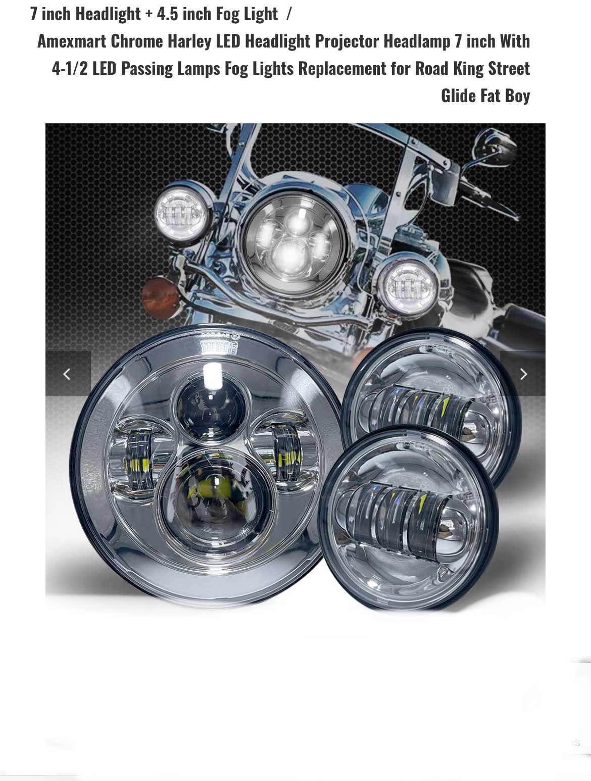 Chrome LED Headlight And Passing Lights Set 
