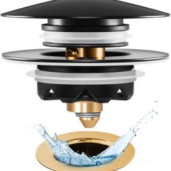 Anlige Universal Tub Stopper Bathtub Drain, Pop Up Bathtub Drain Plug and Cover (Black)