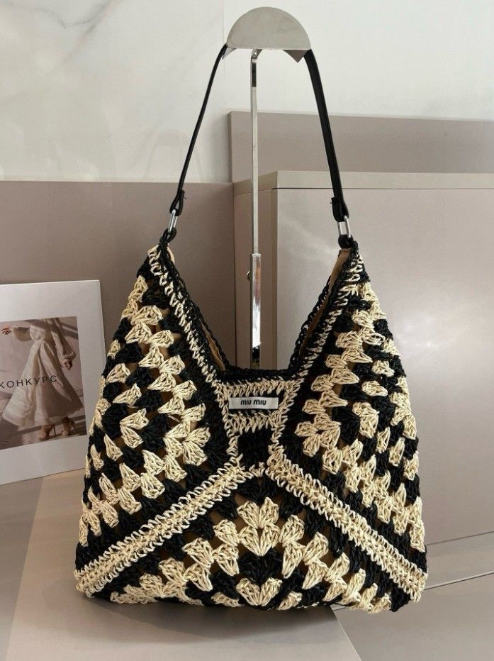 miumiu single-shoulder woven bag