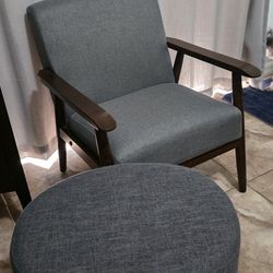 Mid Century Armchair and Ottoman