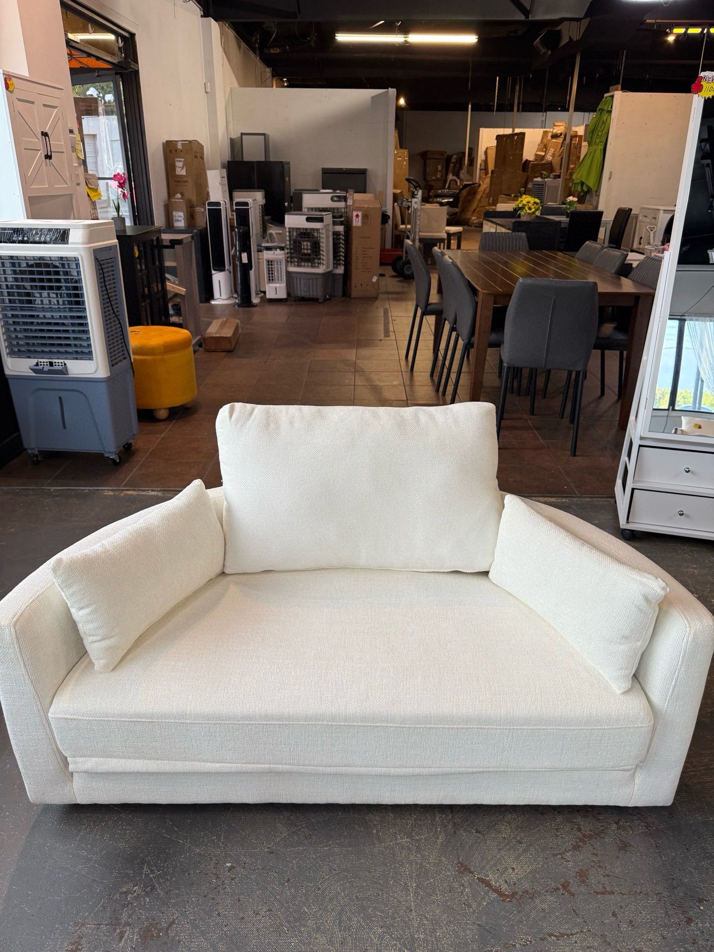 Oversized Round Foldable Sofa Sleeper Chair Bed, Fold Out Lazy Floor Recliner Convertible Two Layer Upholstered Wide Seat Couch with 3 Pillows for Liv