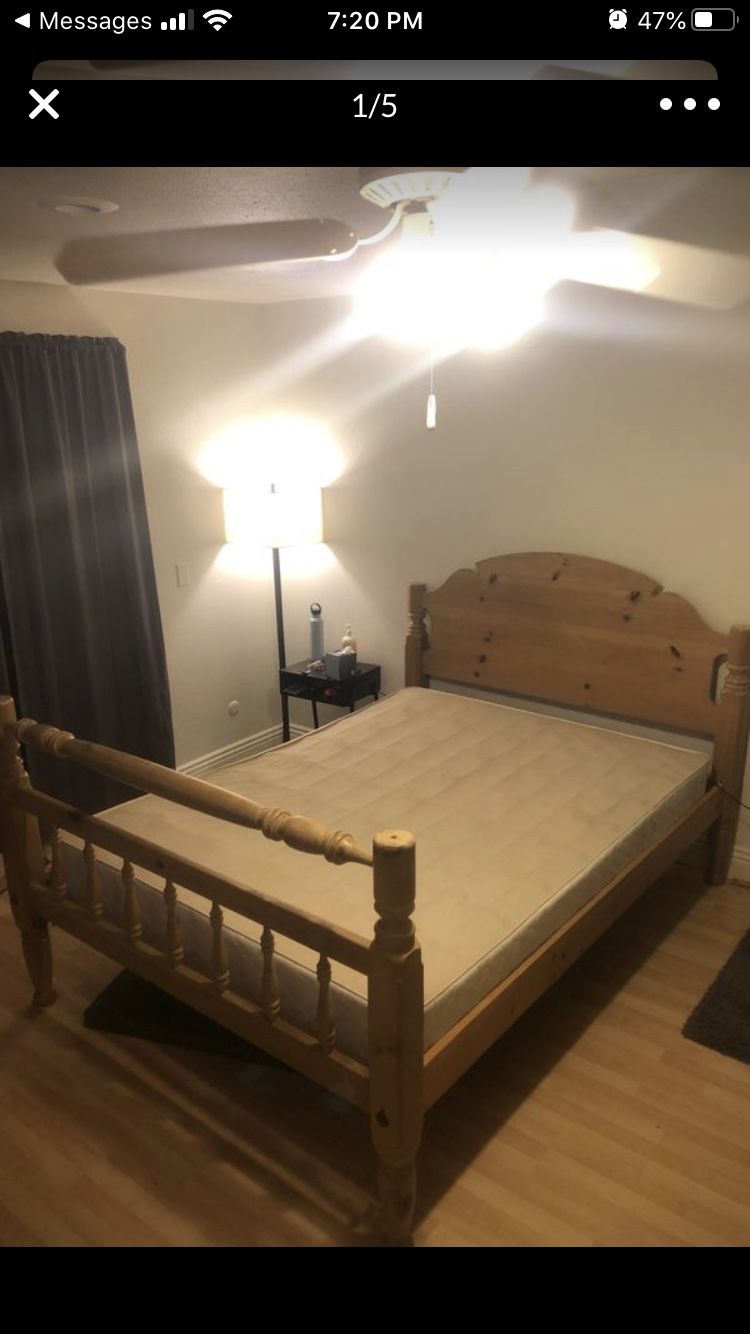 Queen bed frame and box spring