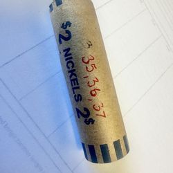 Full Roll 1935, 1936, 1937 Buffalo Nickels