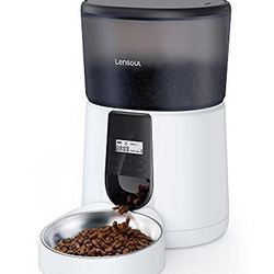 LENSOUL Upgraded Automatic Cat Feeder, 4L Cat Food Dispenser, Timed Feeder with Voice Recorder, Dry Food Dispenser for Cat & Dog, Programmable Meal & 