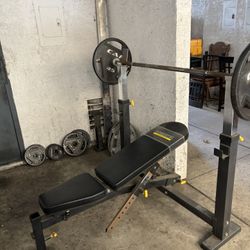 Bench Press Set Up With Weights Bars