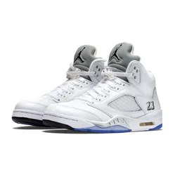 White Metallic Retro 5 (sizes 7.5-13)