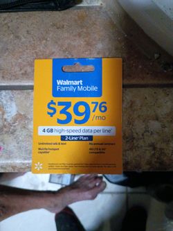 Walmart Family Mobile 2 Line Plan Card NEW
