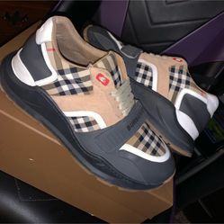 Burberry Ramsey Check Leather & Suede Sneakers 