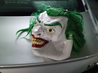 Joker Halloween Costume Mask with Green Hair
