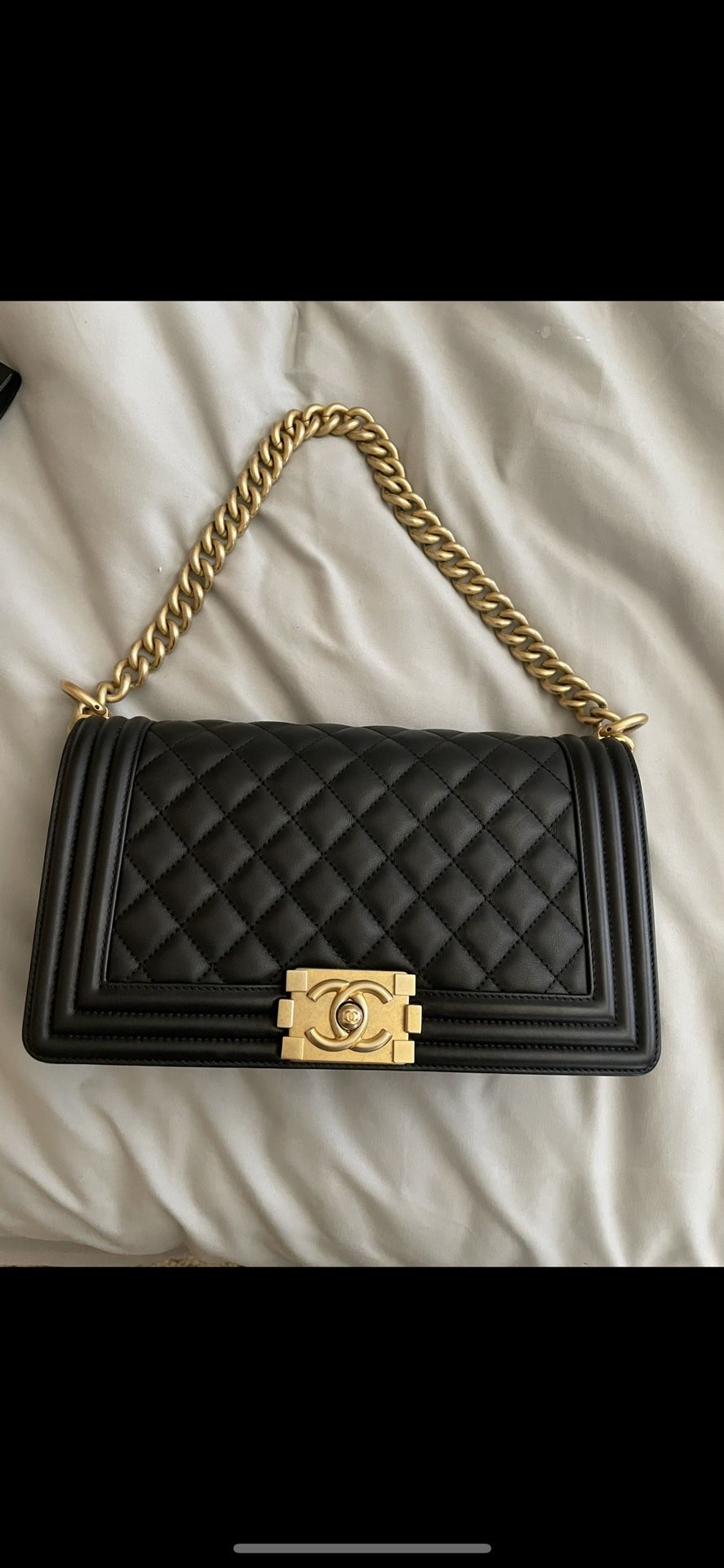 Chanel Quilted Lamb skin Medium Boy Bag