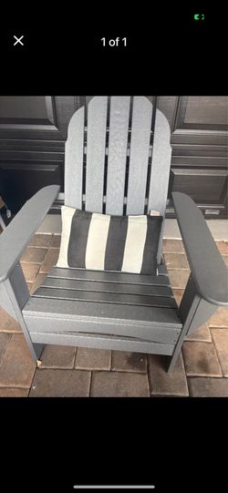 Polywood Adirondack chair single in slate gray non folding porch outdoor chair